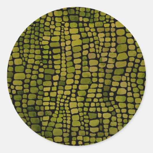 Waterverf krokodillenprint ronde sticker (Voorkant)