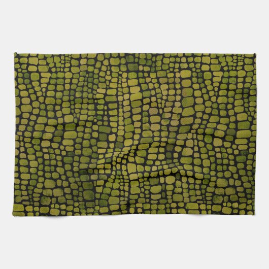 Waterverf krokodillenprint theedoek (Horizontaal)