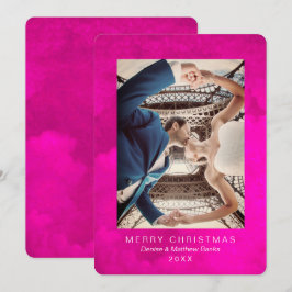 Waterverf Krokus Roze Pauw Kerstkaart Kaart