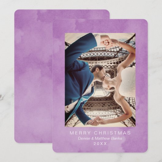 Waterverf Krokusbloemblad Moderne Kerstkaart Kaart (Voorkant / Achterkant)