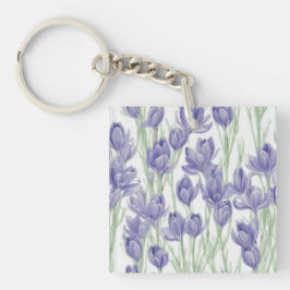 Waterverf krokusbloemen sleutelhanger