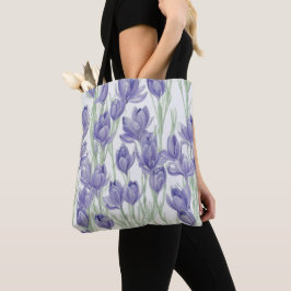 Waterverf krokusbloemen tote bag