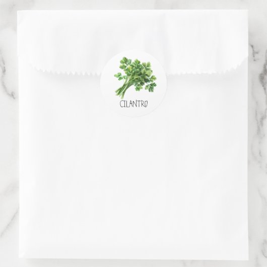 Waterverf Kruid Cilantro Ronde Sticker (Tas)