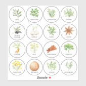 Waterverf Kruid en Spice Jar Labels (Vel)