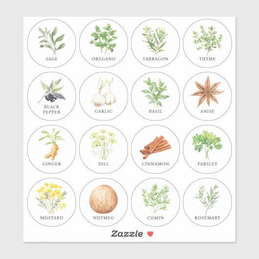 Waterverf Kruid en Spice Jar Labels (Vel)