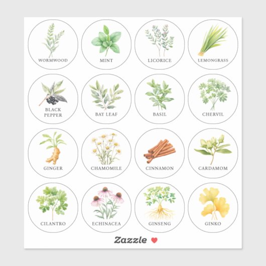 Waterverf Kruid en Spice Jar Labels (Vel)