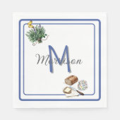 Waterverf Kruiden & Brood Boerderij Blauw Custom Servet (Voorkant)