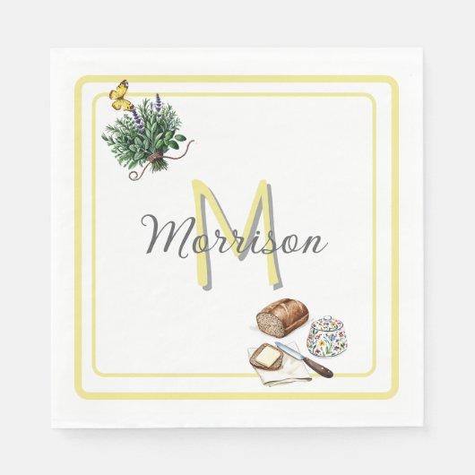 Waterverf Kruiden & Brood Boerderij Goud Custom Servet (Voorkant)