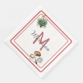 Waterverf Kruiden & Brood Boerderij Rood Custom Servet (Hoek)