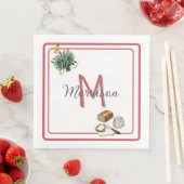 Waterverf Kruiden & Brood Boerderij Rood Custom Servet (Insitu)