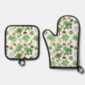 Waterverf kruiden en specerijen ovenwant & pannenlap set (Voorkant)