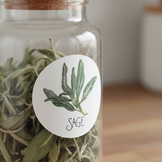Waterverf kruiden salie ronde sticker