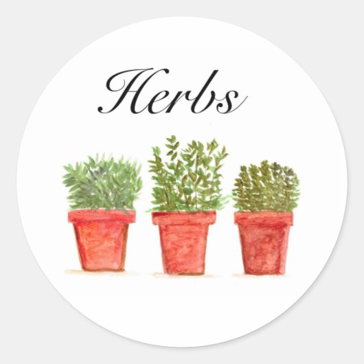 Waterverf kruiden Thyme Rosemary Oregano Planten P Ronde Sticker (Voorkant)