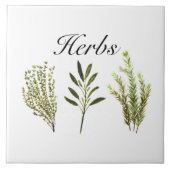 Waterverf kruiden Thyme Rosemary Sage Planten Pot Tegeltje (Voorkant)