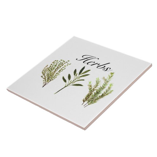 Waterverf kruiden Thyme Rosemary Sage Planten Pot Tegeltje (Zijkant)