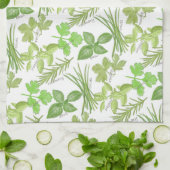 Waterverf kruidenprint theedoek (Gevouwen)