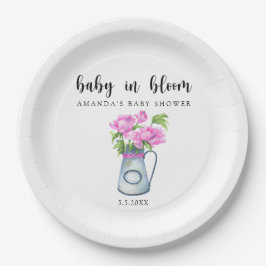 Waterverf kruik van bloemen - baby in bloei papieren bordje