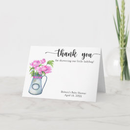 Waterverf kruik van bloemen dank u baby shower bedankkaart