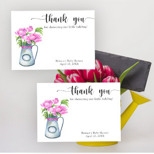 Waterverf kruik van bloemen dank u baby shower bedankkaart