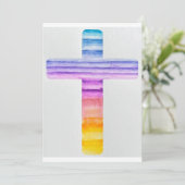 Waterverf Kruis / Doop Kaart / Christelijke Kaart (Staand voorkant)