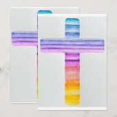 Waterverf Kruis / Doop Kaart / Christelijke Kaart (Voorkant / Achterkant)