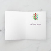 Waterverf kruis en bloemen, aangepast Pasen Feestdagen Kaart (Binnen)