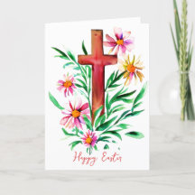 Waterverf kruis en bloemen op maat gemaakte Pasen