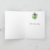 Waterverf kruis en wildbloemen, aangepast Pasen Feestdagen Kaart (Binnen)