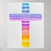Waterverf Kruis/ Kruiskunst/ Christelijke Kunst/ J Poster (Voorkant)