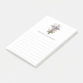 Waterverf kruis paarse bloem naam gelinieerd post-it® notes (Schuin)
