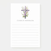 Waterverf kruis paarse bloem naam gelinieerd post-it® notes (Voorkant)