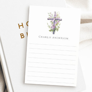 Waterverf kruis paarse bloem naam gelinieerd post-it® notes