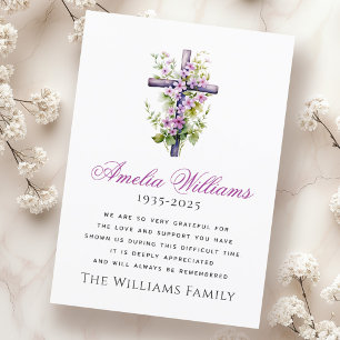 Waterverf kruisbloem begrafenis sympathie dank u bedankkaart