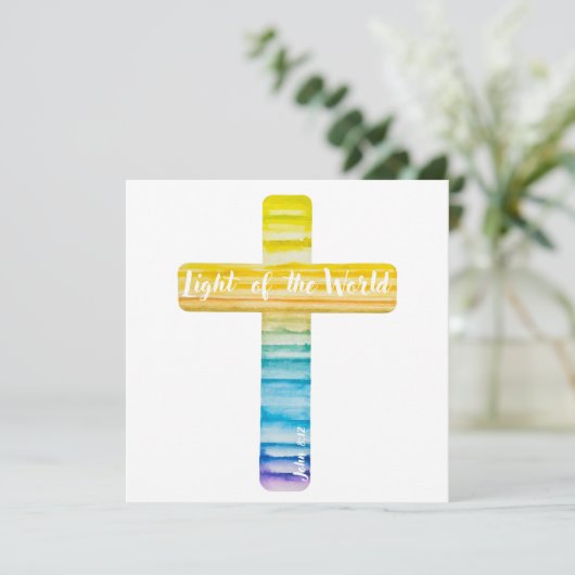 Waterverf Kruisdoop Uitnodigingen Religieuzen (Staand voorkant)