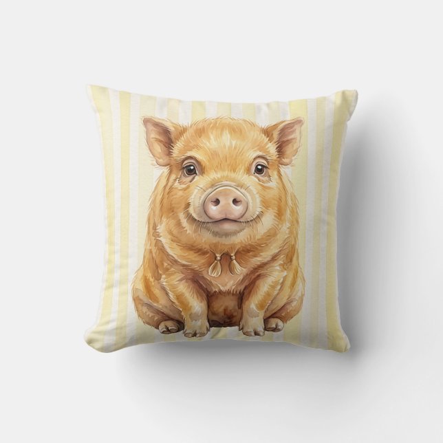 Waterverf Kunekune Varkens Boerderij Dier Kussenho Kussen (Voorkant)