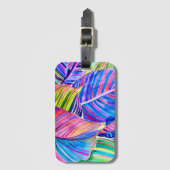 Waterverf kunst canna tropische bladeren bagagelabel (Voorkant (verticaal))