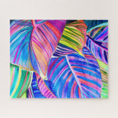 Waterverf kunst canna tropische bladeren legpuzzel (Horizontaal)