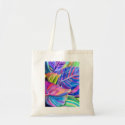 Waterverf kunst canna tropische bladeren tote bag (Voorkant)