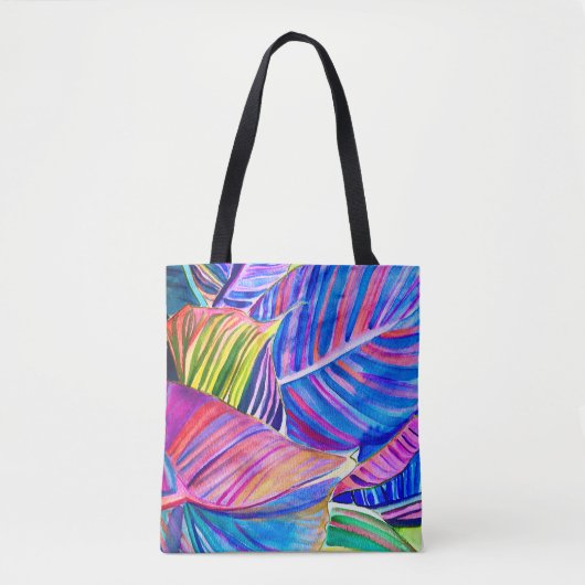 Waterverf kunst canna tropische bladeren tote bag (Voorkant)