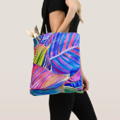 Waterverf kunst canna tropische bladeren tote bag (Dichtbij)