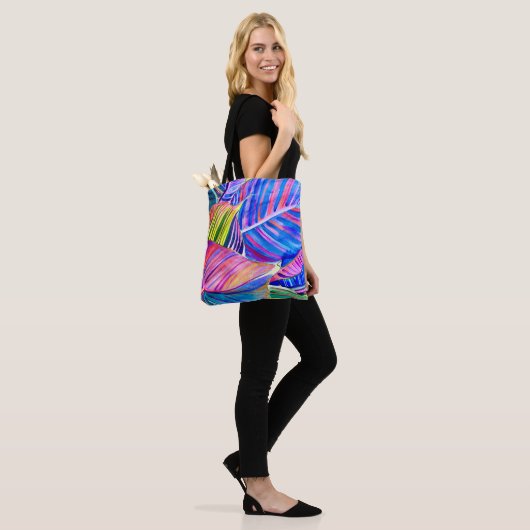 Waterverf kunst canna tropische bladeren tote bag (Op model)