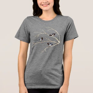 Waterverf Kunst Ekster Landelijk Tri-Blend Shirt