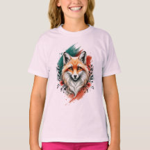 Waterverf Kunst - Elegant Mystic Fox T-shirt