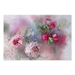 Waterverf Kunst elegante moderne Rozen bloemen Perfect Poster