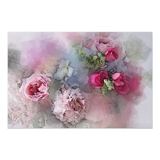 Waterverf Kunst elegante moderne Rozen bloemen Perfect Poster (Voorkant)
