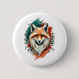 Waterverf Kunst - Elegante Mystic Fox Button