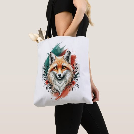 Waterverf Kunst - Elegante Mystic Fox Canvas tas (Dichtbij)