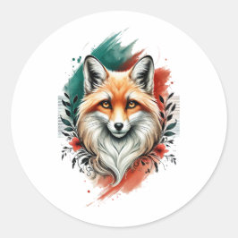 Waterverf Kunst - Elegante Mystic Fox Sticker