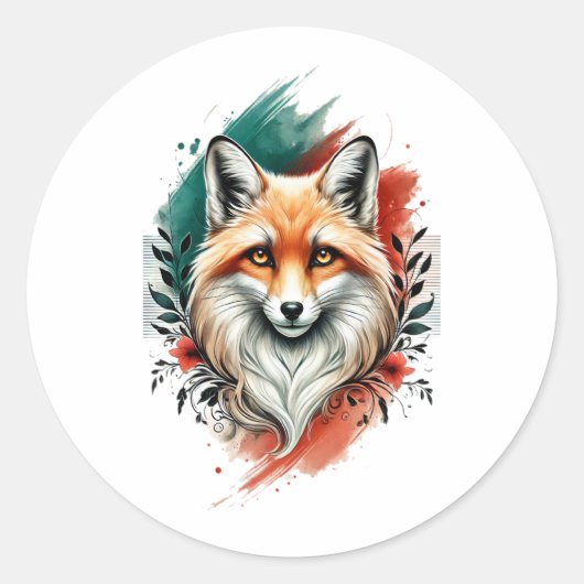 Waterverf Kunst - Elegante Mystic Fox Sticker (Voorkant)