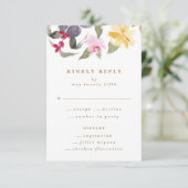 Waterverf Kunst Gedroogde Florals Wedding RSVP Kaartje (Staand voorkant)